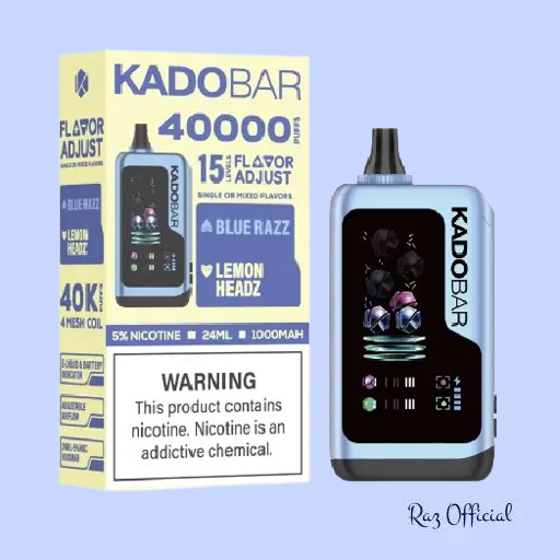 Blue Razz + Lemon Headz Kado Bar X Adjust NI40K Ice + Nic Control Disposable Vape 1 Blue Razz + Lemon Headz Kado Bar X Adjust NI40K Ice + Nic Control Disposable Vape
