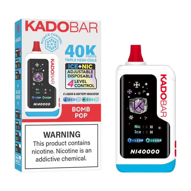 Bomb Pop Kado Bar NI40K Ice + Nic Control Disposable Vape 1 Bomb Pop Kado Bar NI40K Ice + Nic Control