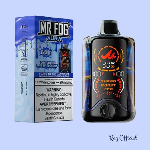 Sour Shock Blue Raspberry Mr Fog Aura 60k Disposable Vape 1 Sour Shock Blue Raspberry Mr Fog Aura 60k Disposable Vape