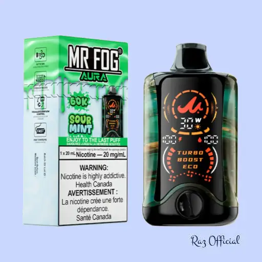 Sour Mint Mr Fog Aura 60K Puffs Disposable Vape 1 Sour Mint Mr Fog Aura 60K Puffs Disposable Vape