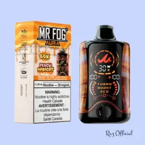 Raz Vape Near Me 16 Peach Apricot Mr Fog Aura 60K Puffs Disposable Vape