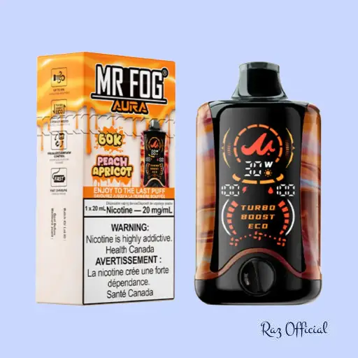 Peach Apricot Mr Fog Aura 60K Puffs Disposable Vape 1 Peach Apricot Mr Fog Aura 60K Puffs Disposable Vape