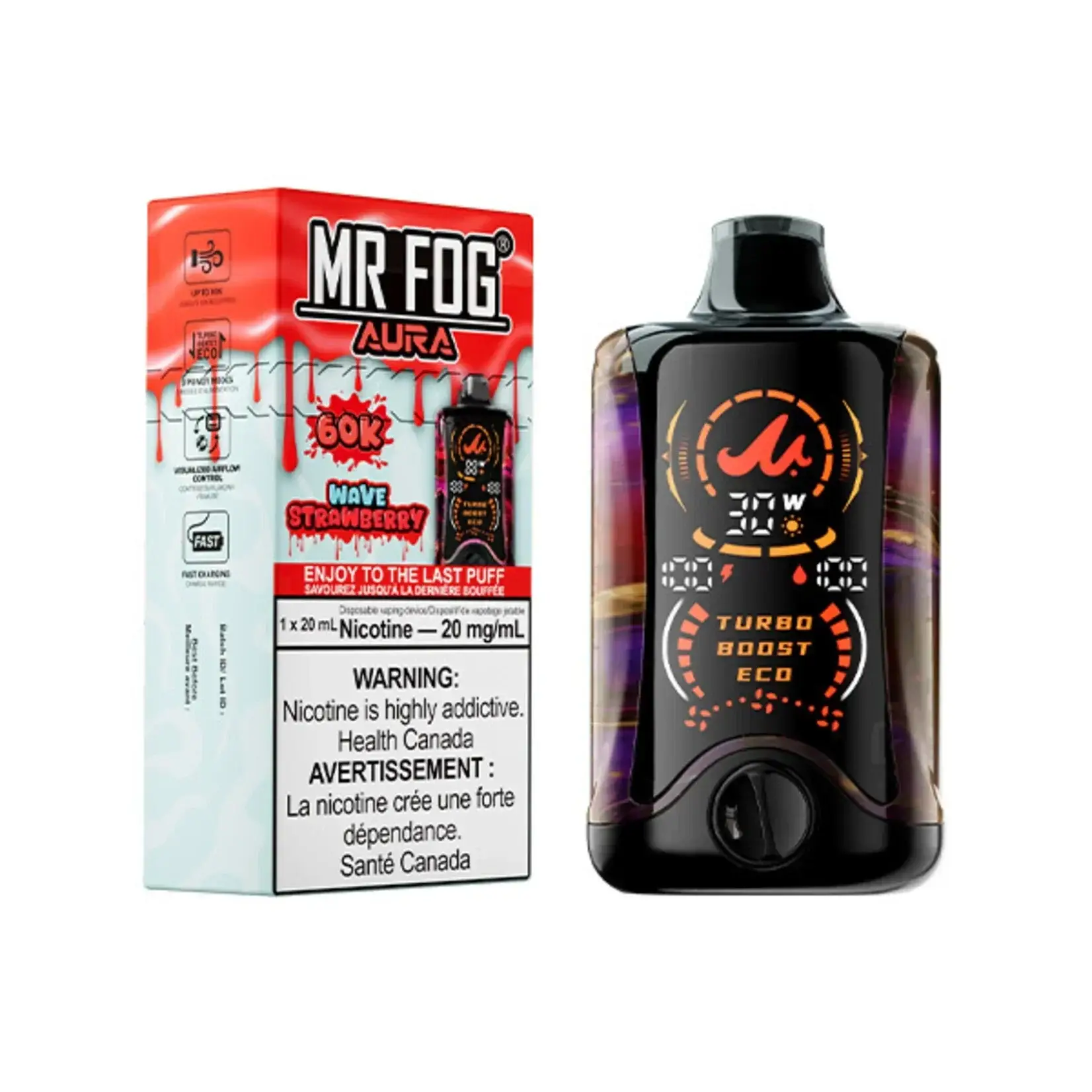 Wave Strawberry Mr Fog Aura 60K Puffs - Disposable Vape 1 Wave Strawberry Mr Fog Aura 60K Puffs - Disposable Vape