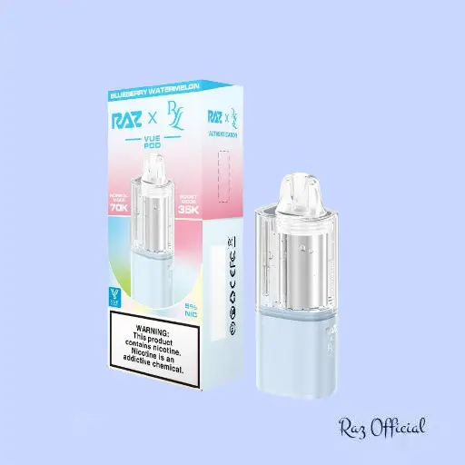 Blueberry Watermelon Raz Ryl Vue 70K Disposable - Only Pod 1 Blueberry Watermelon Raz Ryl Vue
